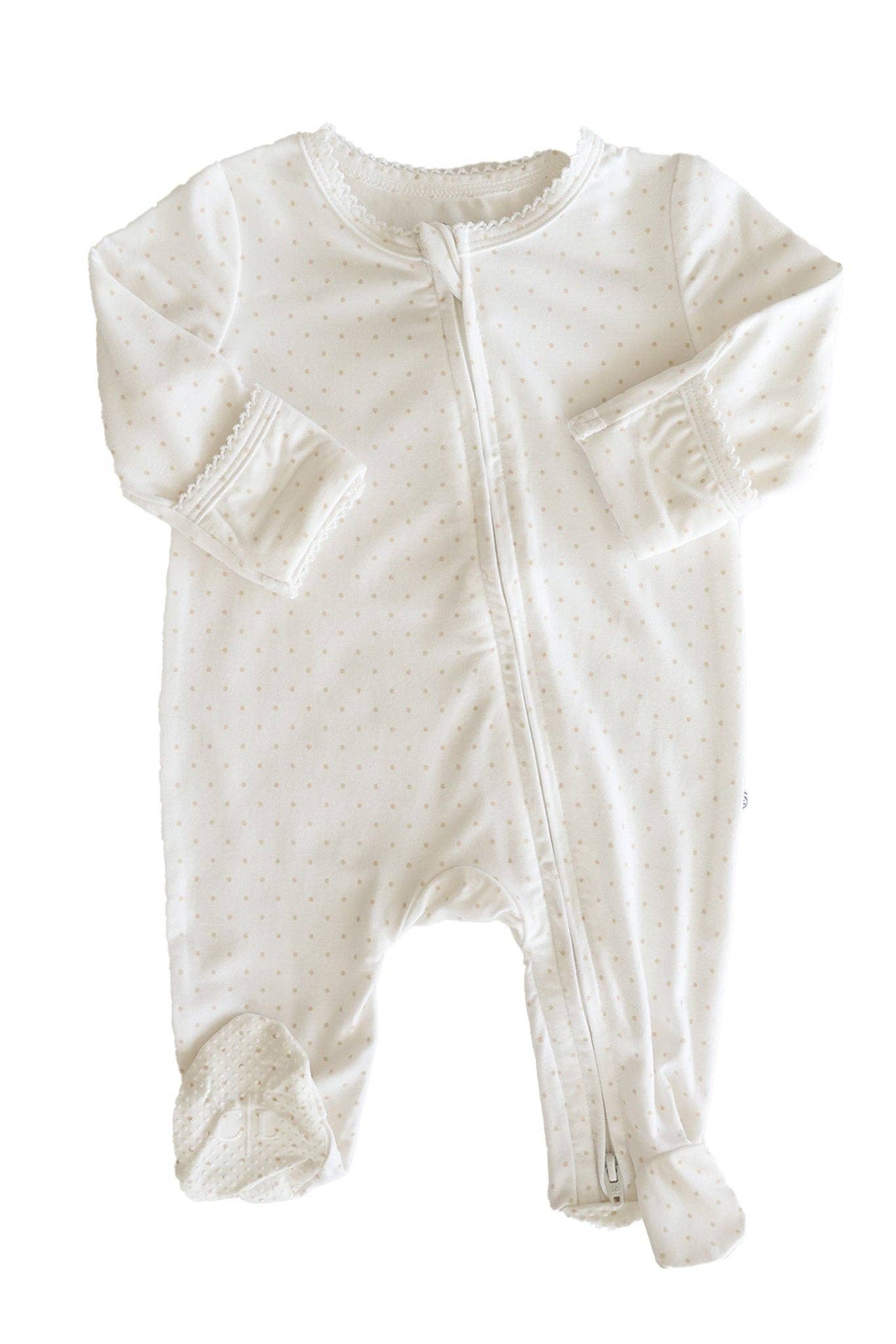 Picot Trim Bamboo Zipper Footie (Wholesale)