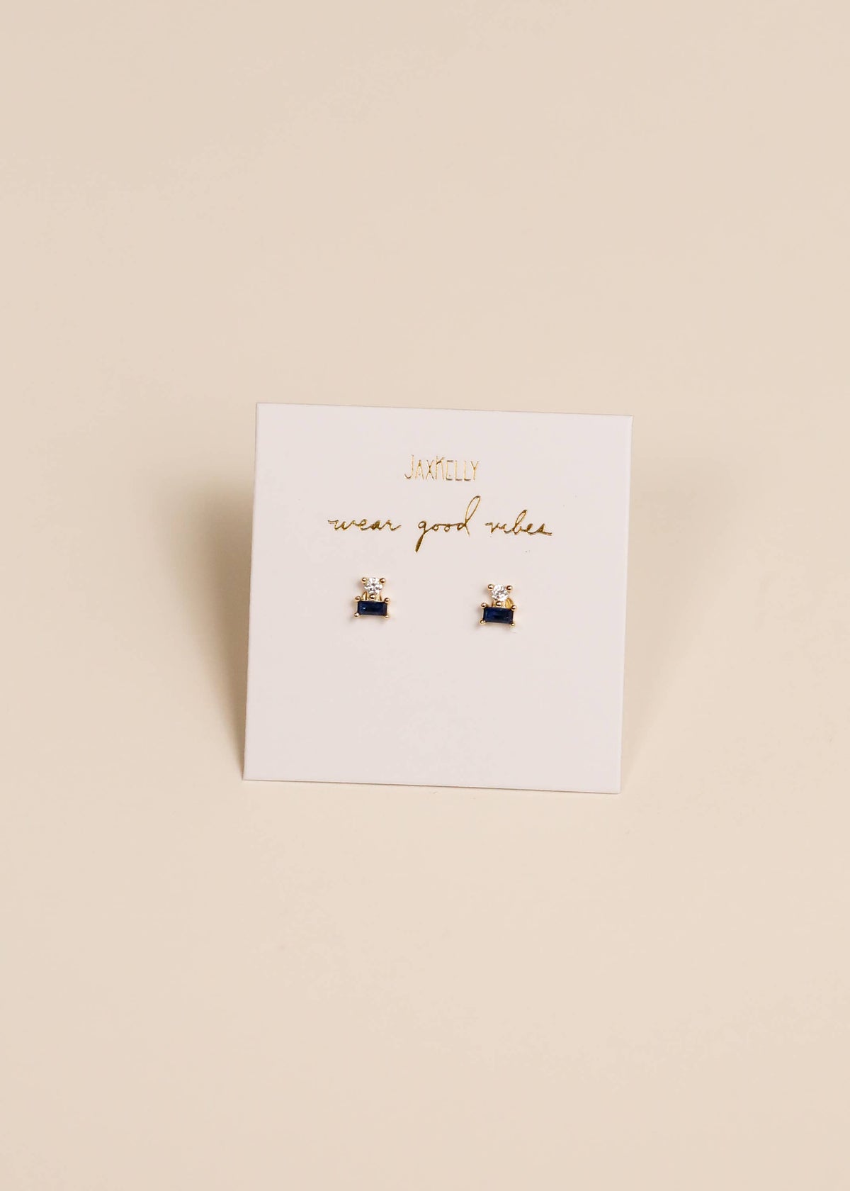 Double Stud Stack - Sapphire - Gold Earrings