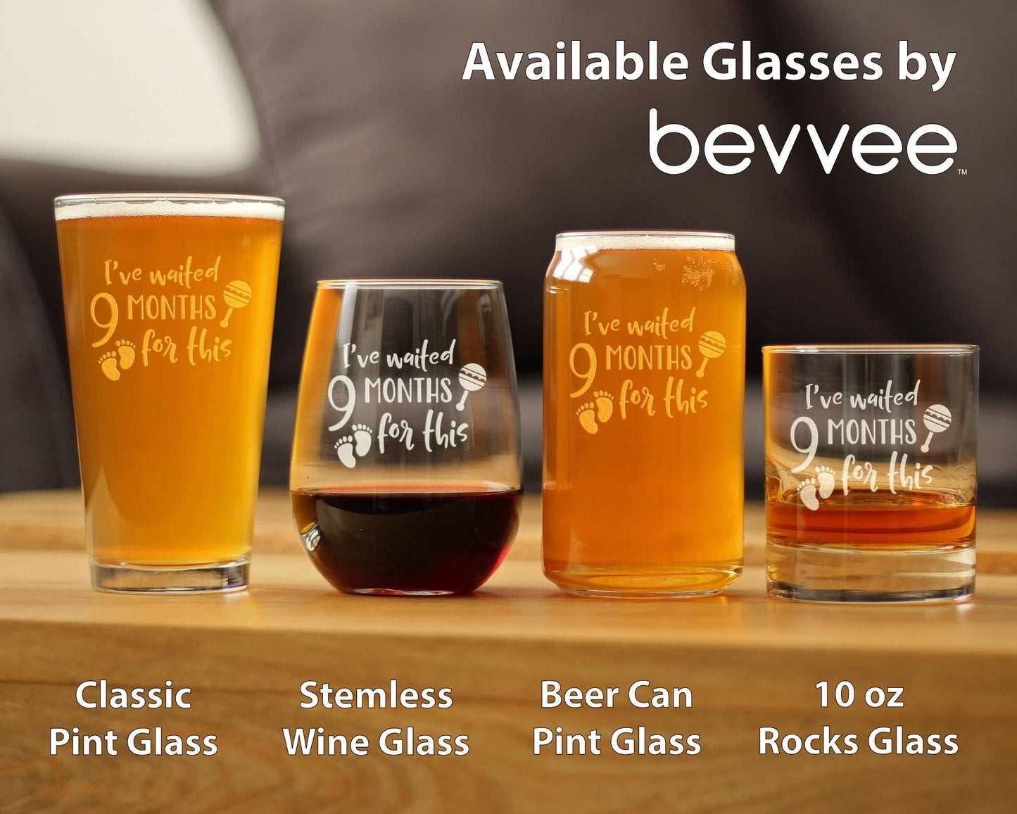 Waited 9 Months Stemless Wine Glass
