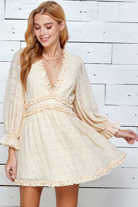 Three quarter sleeve dress - Cream