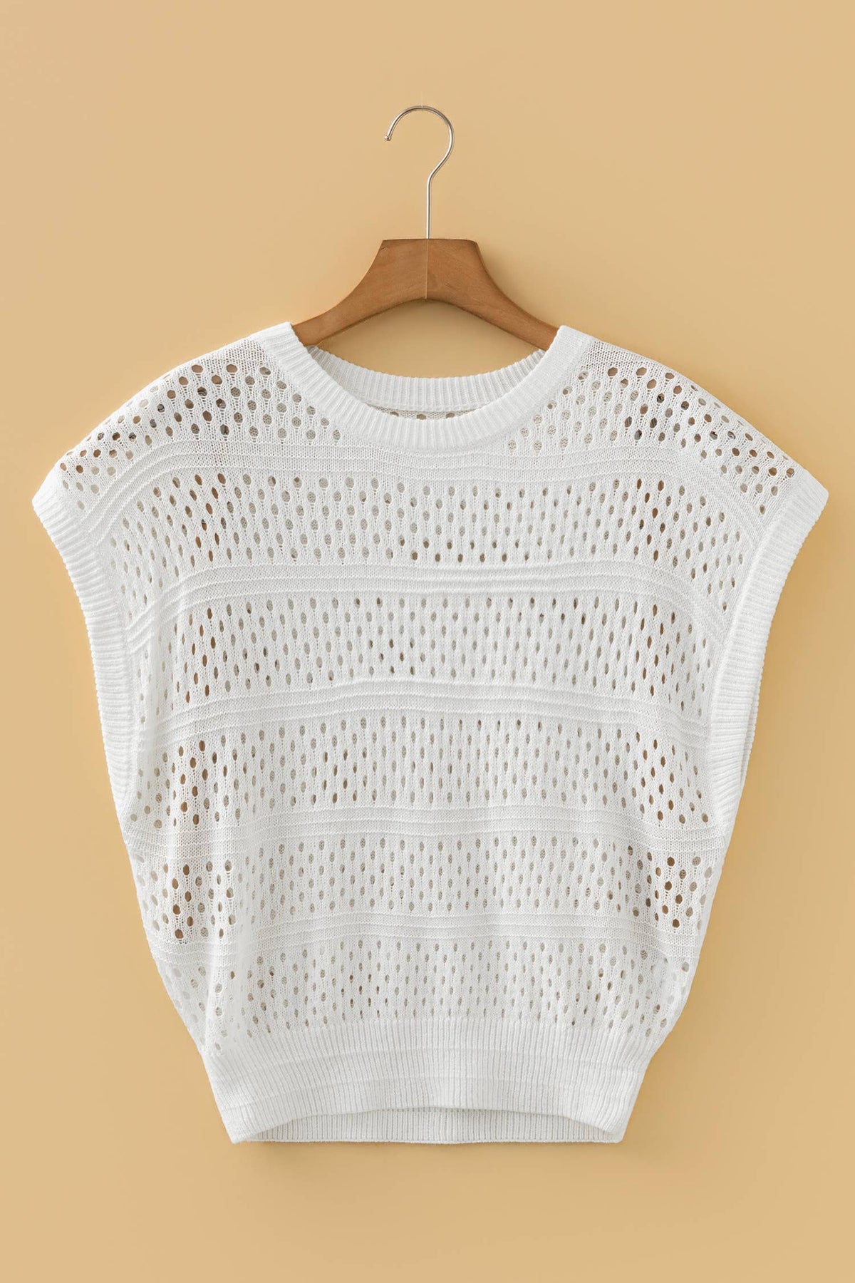 Hollow Out Knit Round Neck Dolman Sweater