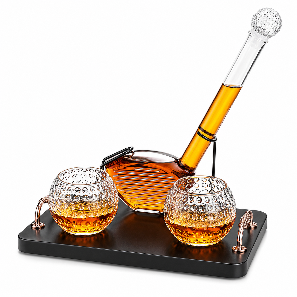 Golf Club Whiskey Decanter Set with 2 Crystal Glasses, 28.7