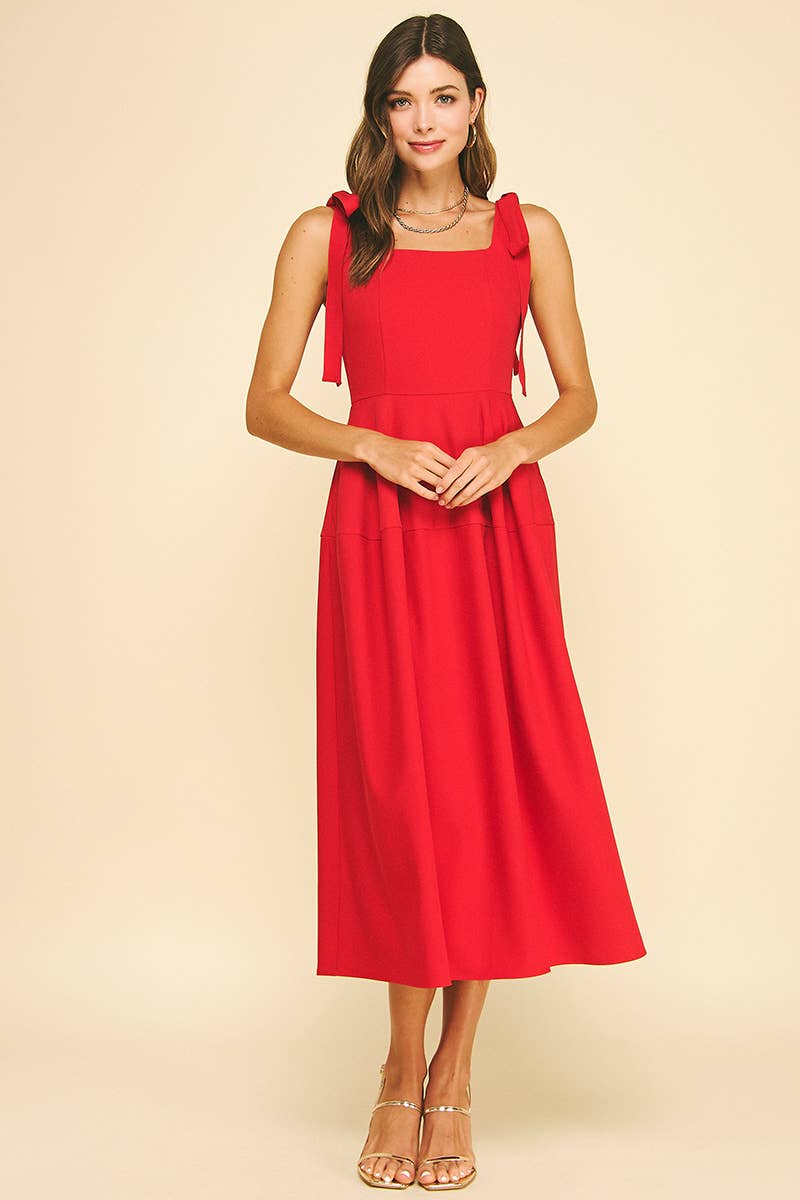 Ribbon Detailed Sleeve Midi Dress